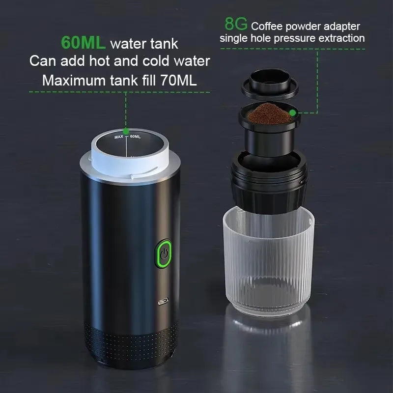 Electric Coffee Maker 3-In-1 Portable Coffee Maker Espresso Coffee Maker for Car Home Camping Travel Capsule Powder Coffee Maker